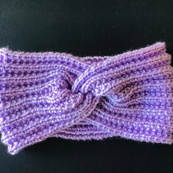 Hand Knit Twisted Winter Headband - Orchid - Picture 1 of 2